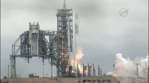 The SpaceX Falcon 9 rocket launched from NASA's Kennedy Space Center in Florida. The rocket is carrying the Dragon cargo ship to the International Space Station.
