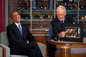 Pres. Obama appears on late night TV with David Letterman