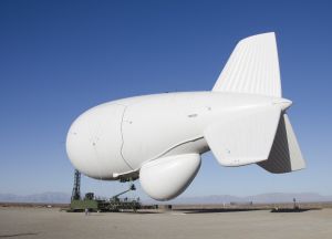 A JLENS aerostat is seen on its mooring station at White Sands Missile Range in New Mexico. Courtesy: SRA Tiffany DeNault/US Air Force