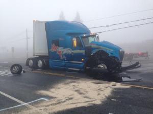 A semi was involved in an accident along Highway 4 Thursday morning. Courtesy: Stockton Police