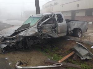 The driver of a pick-up was killed in an accident along Highway 4 Thursday morning. Courtesy: Stockton Police