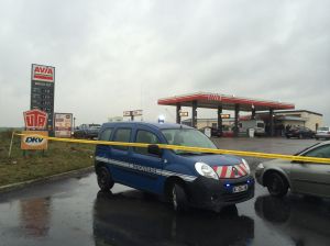 Two of the three suspects still wanted in connection with the attack at French satirical magazine Charlie Hebdo were last see at this gas station in Villers-Cotterets, France on Thursday, Jan 8, 2015.