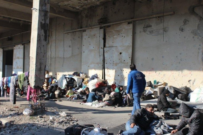 UN Refugee Agency shelter for East Aleppo, Syria is displaced.