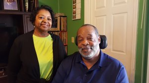 James Callaway and his wife, Willa Mae. James was born after his cousin Austin Callaway was lynched in 1940. He didn't know anything about his relative's story until recently.