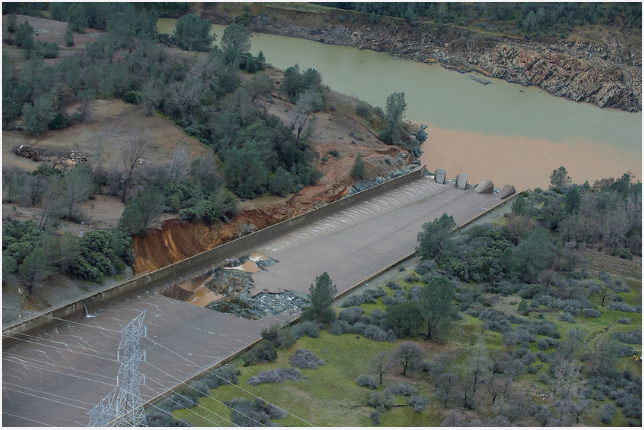 DWR continues to assess the concrete erosion on the Oroville Dam spillway. No imminent threat to the dam or public. (Photo Courtesy: CA - DWR)