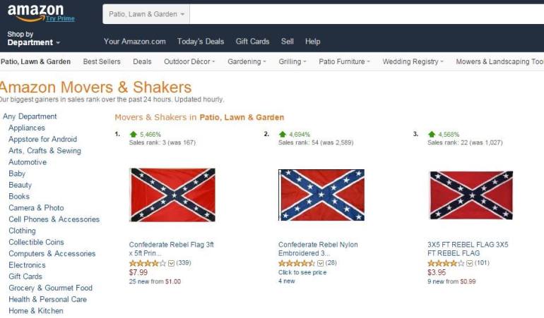 Image of Confederate flag sales on Amazon.com