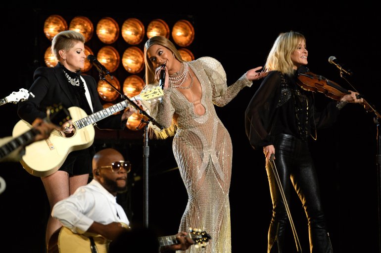 Beyonce at the 50th Annual CMA Awards, hosted by Brad Paisley and Carrie Underwood, broadcast live from the Bridgestone Arena in Nashville, Wednesday, November 2.
