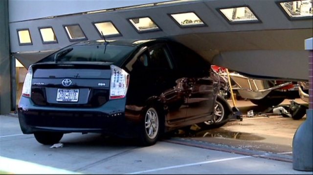 Prius into firehouse