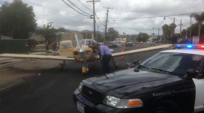 A plane makes emergency landing on street in Santee. 