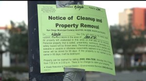 The city posted signs instructing hundreds of homeless people living on the streets near Petco Park that they had just 72 hours to vacate the area.