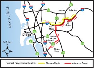 Route for funeral procession honoring SDPD Officer DeGuzman scheduled for Friday, Aug. 5, 2016.