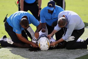 Medical staff attends to Chargers Jahleel Addae during the second half of a game against the Jaguars. (Getty Images)