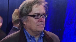 Trump campaign CEO Stephen Bannon watches as Republican presidential nominee Donald Trump speaks during a rally in Nevada. (Getty Images)
