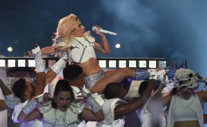Singer Lady Gaga performs during the halftime show of Super Bowl LI at NGR Stadium in Houston, Texas, on February 5, 2017.  (TIMOTHY A. CLARY/AFP/Getty Images)