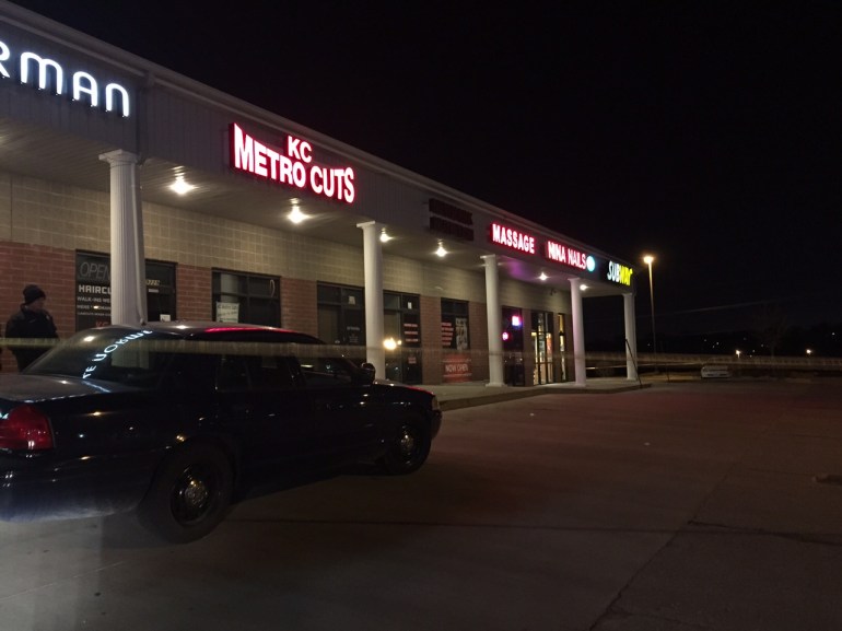 Police cars arrive at a Northland Subway, the latest to be hit in a string of robberies.
