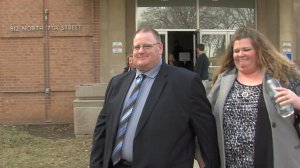 Scott Wood leaving the courthouse during the trial.