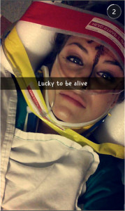 Christal McGee Shortly After Accident – Snapchat (Credit: MLN Law)