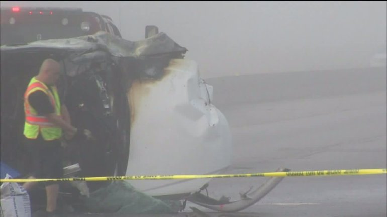 Burn marks could be seen on the vehicle.