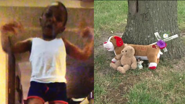 Teddy bears now line the spot where 4-year-old Mahsaan Kelley-Wilson was shot and killed.