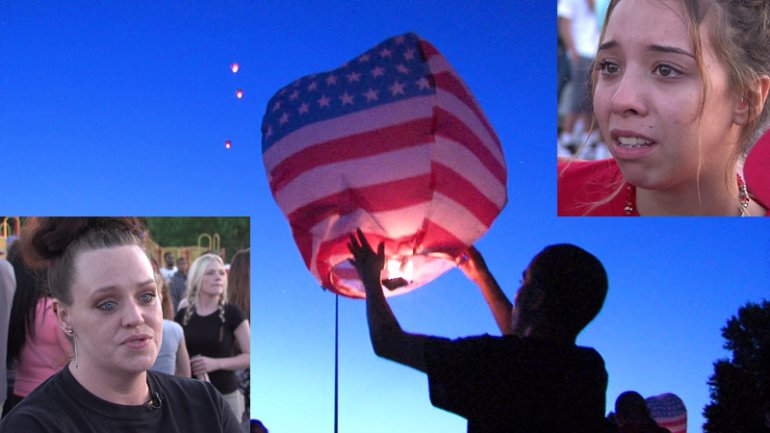 Lanterns were released at the vigil for Michael Smith. His mother and girlfriend were touched by all his friends who showed up to support them and remember him.