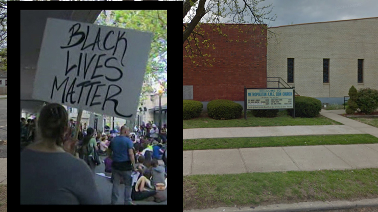 Demonstrators will gather at AME Church. Image of Black Lives Matter protest is from May 2015.