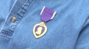 Fulton's Purple Heart, which he received after being wounded in the head and legs in Vietnam.