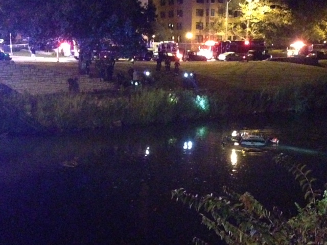 Water rescue underway at Brush Creek early Tuesday morning.