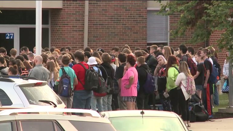 Wednesday morning vigil at Harrisonville High School.