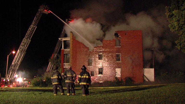 Fire significantly damages building near 11th and Tracy.