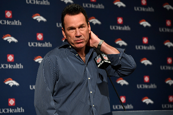 ENGLEWOOD, COLORADO - JANUARY 2: Denver Broncos head coach Gary Kubiak gets emotional as he announces that he will step down as head coach for the Denver Broncos at the UC Health Training Center on January 2, 2017 in Denver, Colorado. Kubiak led the Broncos to 24 victories during his tenure, the most of any coach in his first two seasons including a Super Bowl victory in 2015. (Photo by Helen H. Richardson/The Denver Post via Getty Images)