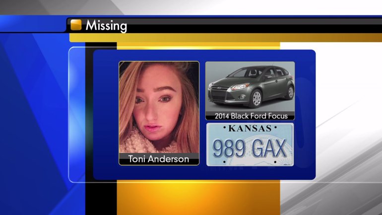 Police are searching for Toni Anderson, 20, and her 2014 black Ford Focus.