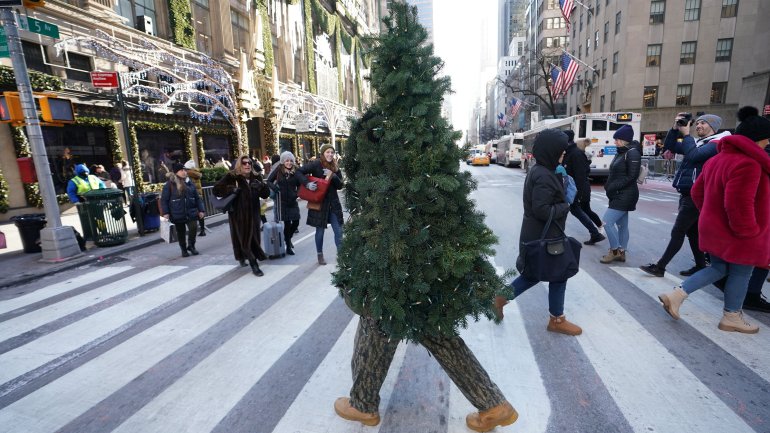 Picture of man dressed as Christmas Tree