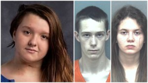 Suspects on right: David E. Eisenhauer, 18, and Natalie Marie Keepers, 19, face charges in connection to the death of 13-year-old Nicole Madison Lovell (pictured left).