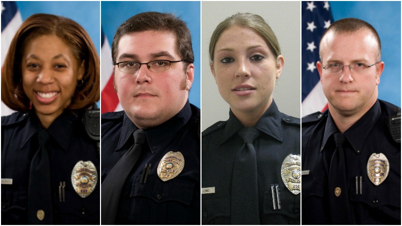 Winston-Salem Police officers D. S. Galbreath, A. N. Mea, J. L. Long and A. R. Cruise