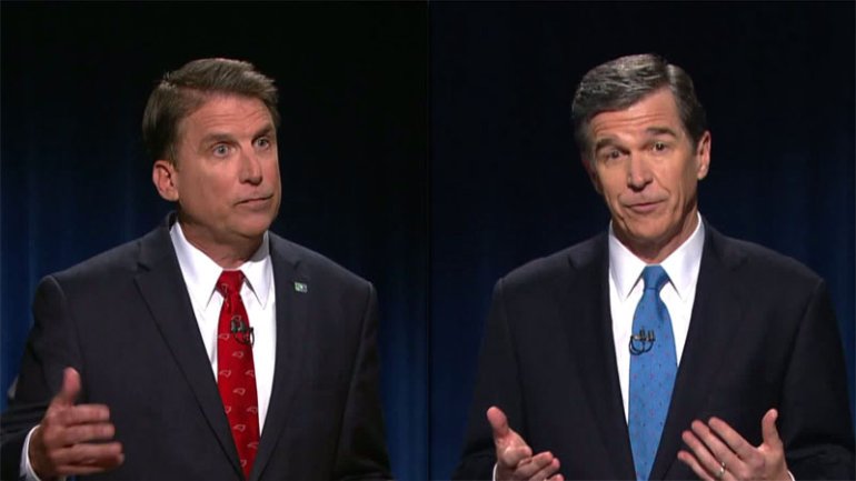 Gov. Pat McCrory (left) and Attorney General Roy Cooper. (North Carolina Association of Broadcasters)