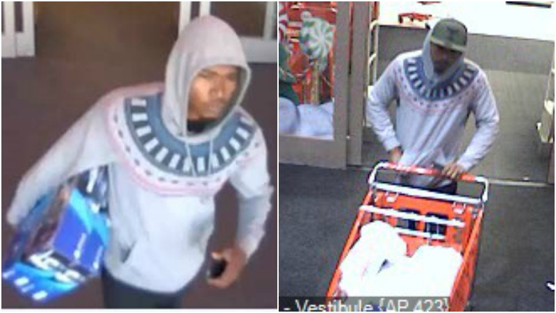 The man in these photos is accused of breaking into several vehicles in Graham. The images were taken at a Target store in Cary. (Provided by Graham police)