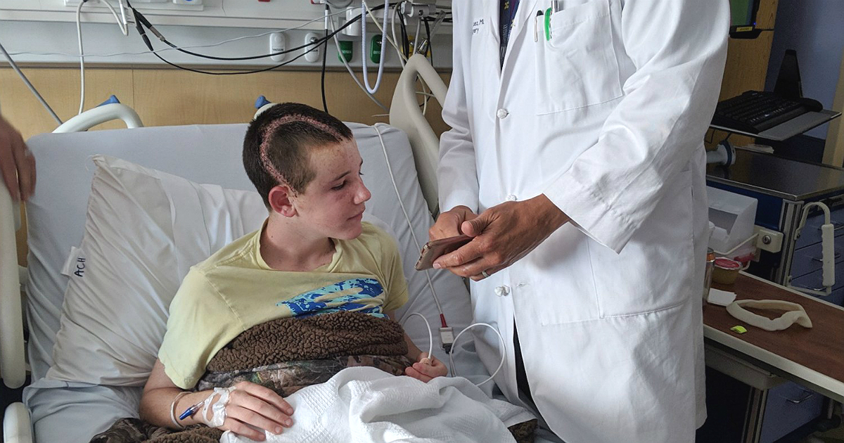This teen survived a major brain injury after an anchor on a boat struck him in the head. His recovery, doctors said, is a miracle. (Kelli Bennett/Johns Hopkins All Children's Hospital)