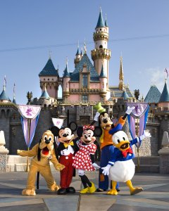 The classic Disney characters welcome visitors outside Sleeping Beauty Castle at Disneyland in Anaheim, Calif. Photo: Scott Brinegar/Disneyland via CNN Wire