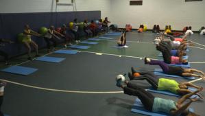 About 30 women come to Ruth Hernandez's fitness class three days a week.