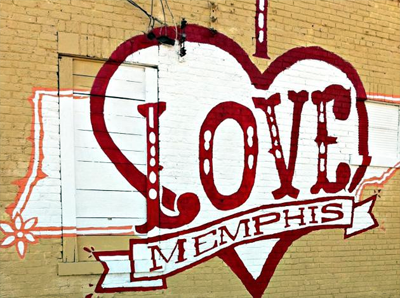 I love Memphis painted on outside brick wall