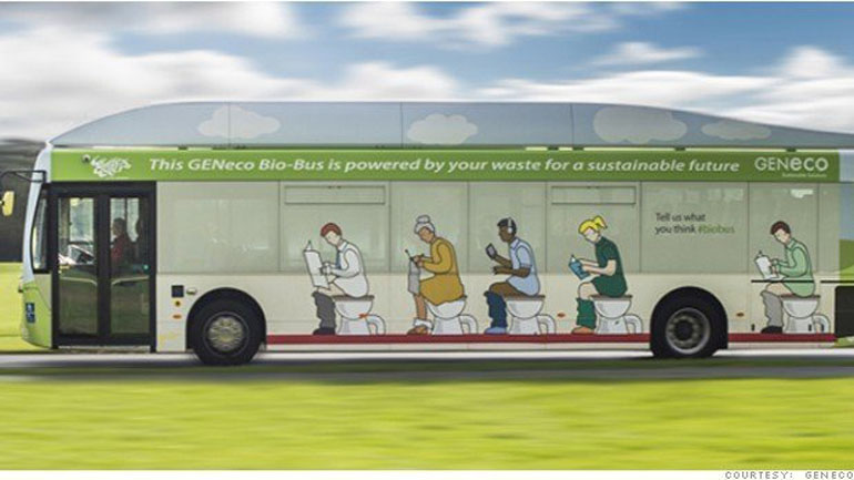 This bus is powered by human poop and food waste.