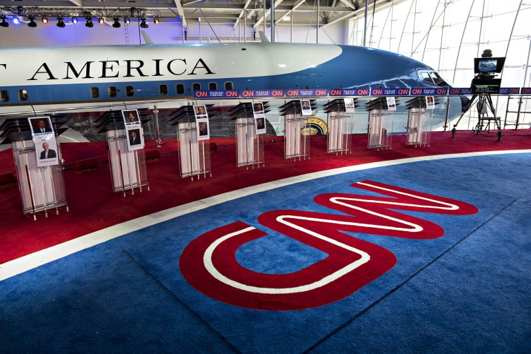 The stage is set at the Reagan Presidential Library on September 13, 2015, for the CNN Republican Presidential Candidate Debate. CNN's Jake Tapper will be the moderator for the debate from the Library on the 16th.