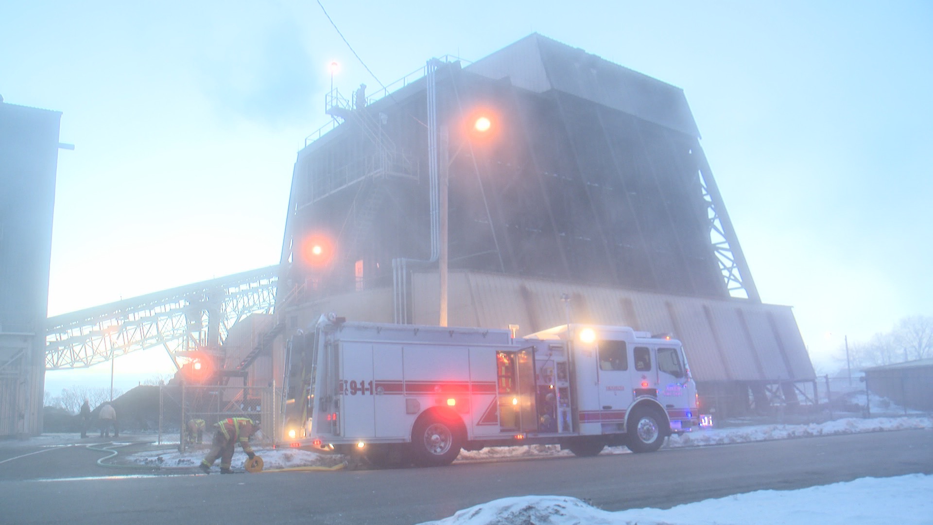 Fire at the Ames Power Plant Tuesday morning. (Roger Riley WHO-HD)