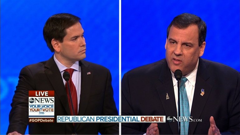 Republican candidates participate in the final debate before voting begins in New Hampshire's primary on Tuesday.