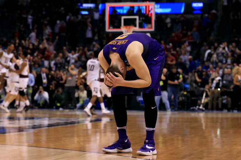 OKLAHOMA CITY, OK - MARCH 20: Klint Carlson #2 of the Northern Iowa Panthers reacts after being defeated by the Texas A&M Aggies in double overtime with a score of 88 to 92 during the second round of the 2016 NCAA Men's Basketball Tournament at Chesapeake Energy Arena on March 20, 2016 in Oklahoma City, Oklahoma. (Photo by Tom Pennington/Getty Images