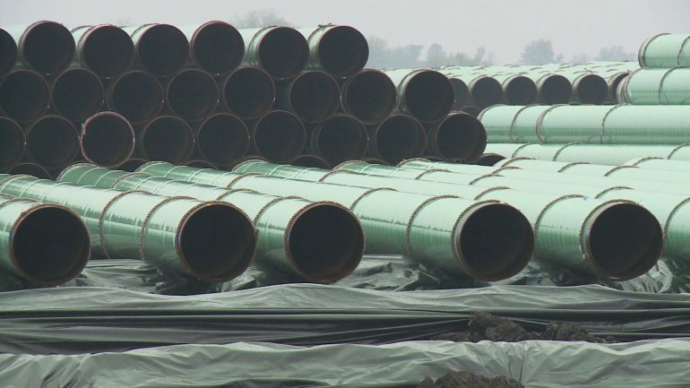 Materials ready for construction of the Bakken oil pipeline. (WHO-HD)