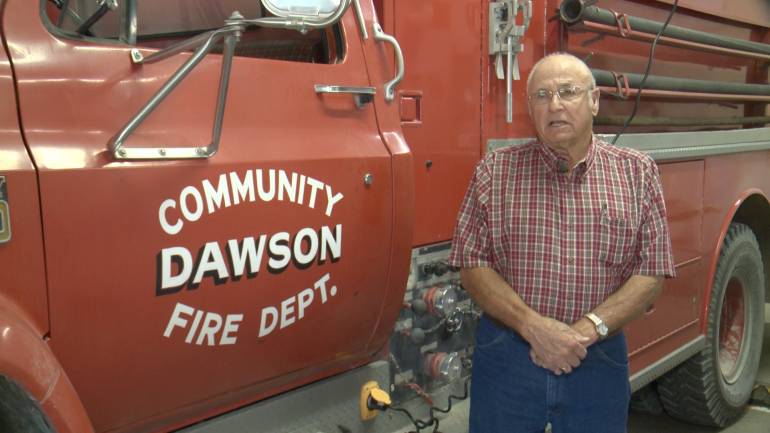 Dawson Fire Chief Bill Kempf at the Fire Station in Dawson (Roger Riley WHO-HD)