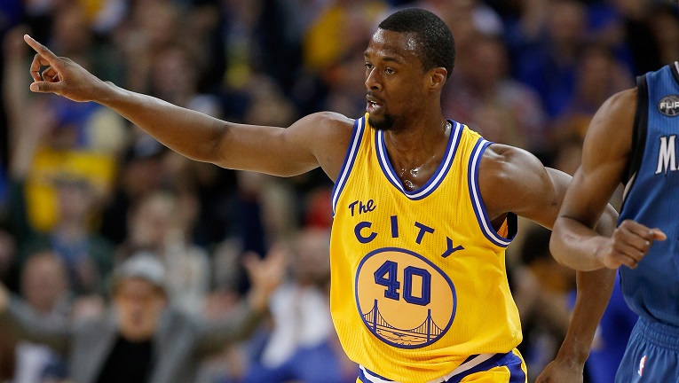 OAKLAND, CA - APRIL 05: Harrison Barnes #40 of the Golden State Warriors reacts after he made a three-point basket against the Minnesota Timberwolves at ORACLE Arena on April 5, 2016 in Oakland, California. NOTE TO USER: User expressly acknowledges and agrees that, by downloading and or using this photograph, User is consenting to the terms and conditions of the Getty Images License Agreement. (Photo by Ezra Shaw/Getty Images)