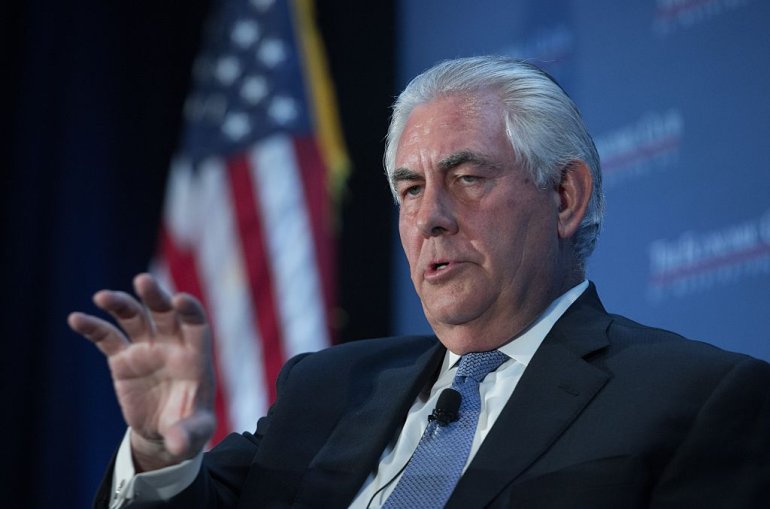 Exxon Mobil chairman and CEO Rex Tillerson gestures while speaking at a discussion organized by the Economic Club of Washington on the energy innovations that have led to a new era of energy abundance for North America in Washington, DC on March 12, 2015. AFP PHOTO/ NICHOLAS KAMM (Photo credit should read NICHOLAS KAMM/AFP/Getty Images)