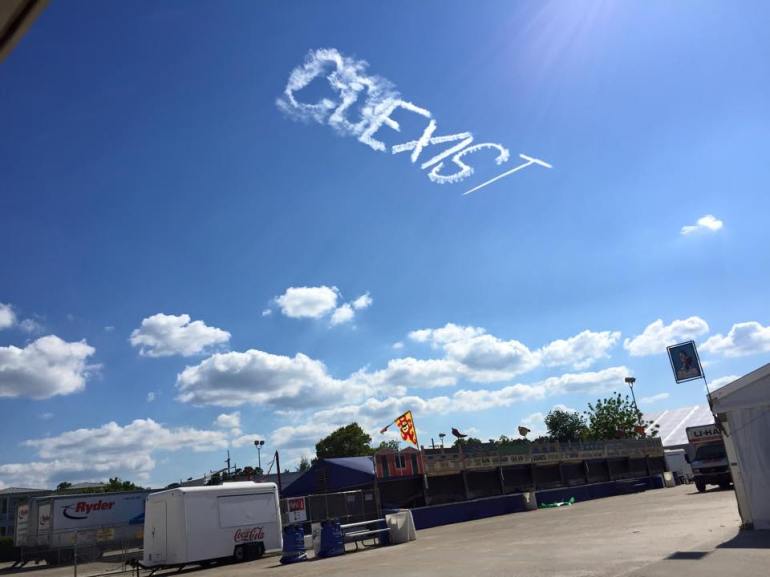 T-shirts for sale to help fund more positive skywriting tours (Photo from Sandi DeMeo)